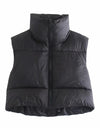 Sleeveless Zipped Stand Collar Cotton Vest Autumn Winter Multi Color Slim Fit Cotton Padded Jacket Vest Top