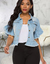 Sexy Ruffled Sleeved Denim Jacket