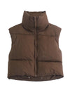 Sleeveless Zipped Stand Collar Cotton Vest Autumn Winter Multi Color Slim Fit Cotton Padded Jacket Vest Top