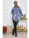 Single-Breasted Denim Belted Jacket