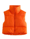 Sleeveless Zipped Stand Collar Cotton Vest Autumn Winter Multi Color Slim Fit Cotton Padded Jacket Vest Top