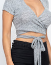 Surplice Wrap Cropped Knit Top